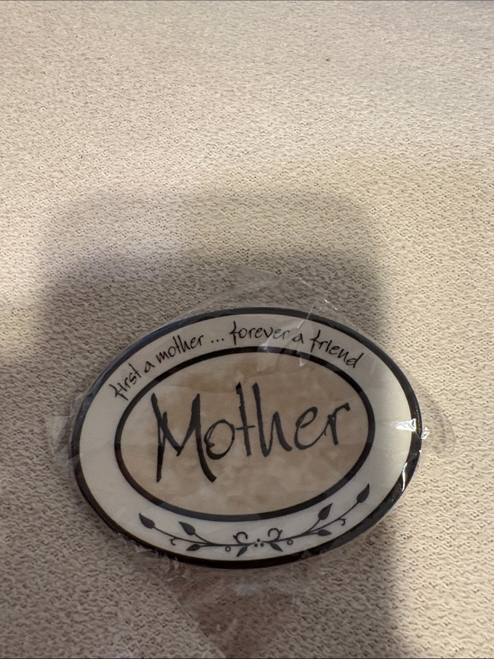 Mother Decorative Oval Magnet - Cream and Black